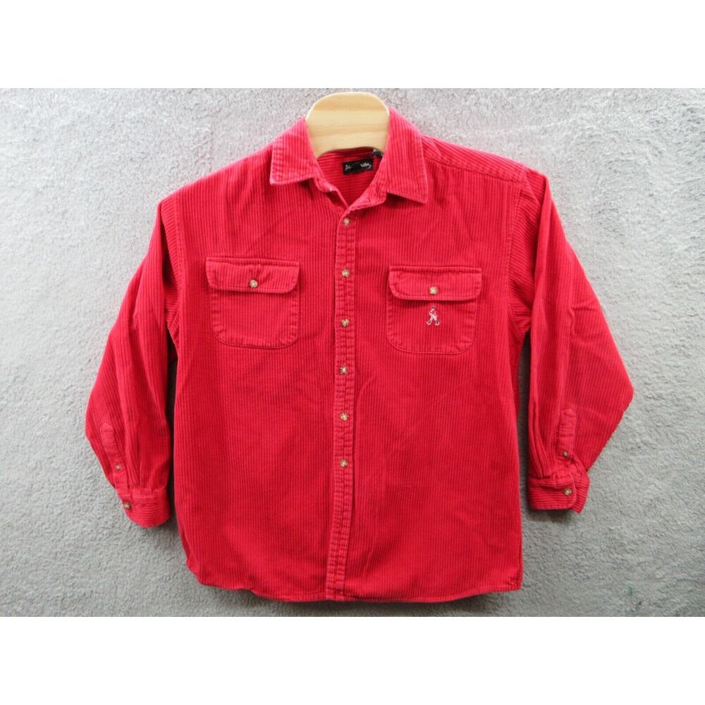 Vintage JOHNNIE WALKER Red Corduroy Buttons L/S Casual Shirt Men's Large